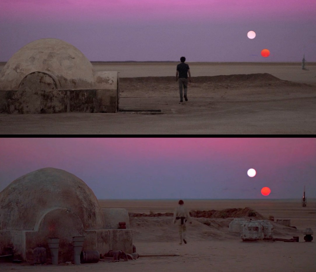 Star Wars Filming Locations: Recreating the binary sunset shot at the Lars Homestead in Tunisia